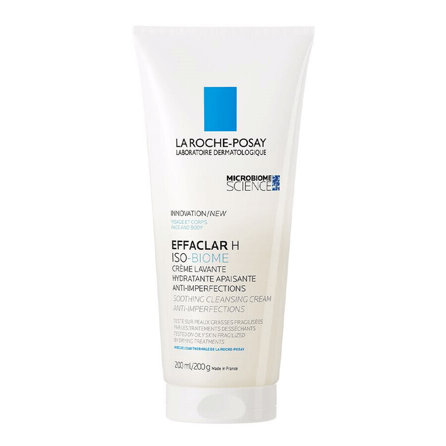 La Roche-Posay Effaclar H Iso - Biome, verzachtende reinigingscrème tegen onvolkomenheden, 200 ml