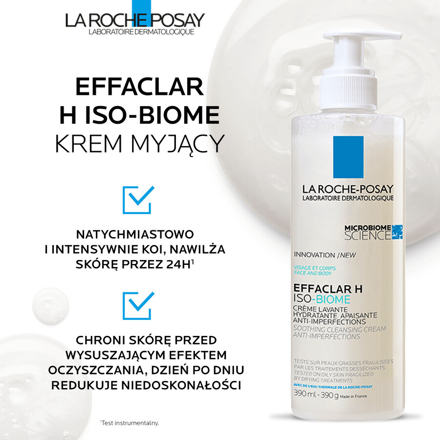 La Roche-Posay Effaclar H Iso - Biome, verzachtende reinigingscrème tegen onvolkomenheden, 200 ml