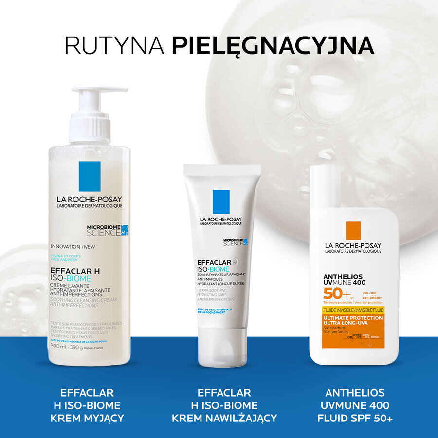 La Roche-Posay Effaclar H Iso - Biome, verzachtende reinigingscrème tegen onvolkomenheden, 390 ml