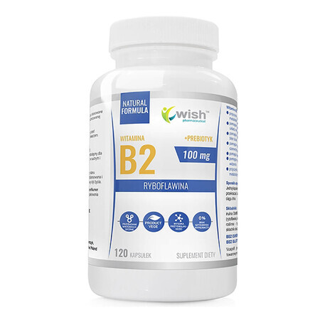 Wish Vitamina B2 100 mg + Prebiotic, 120 capsule