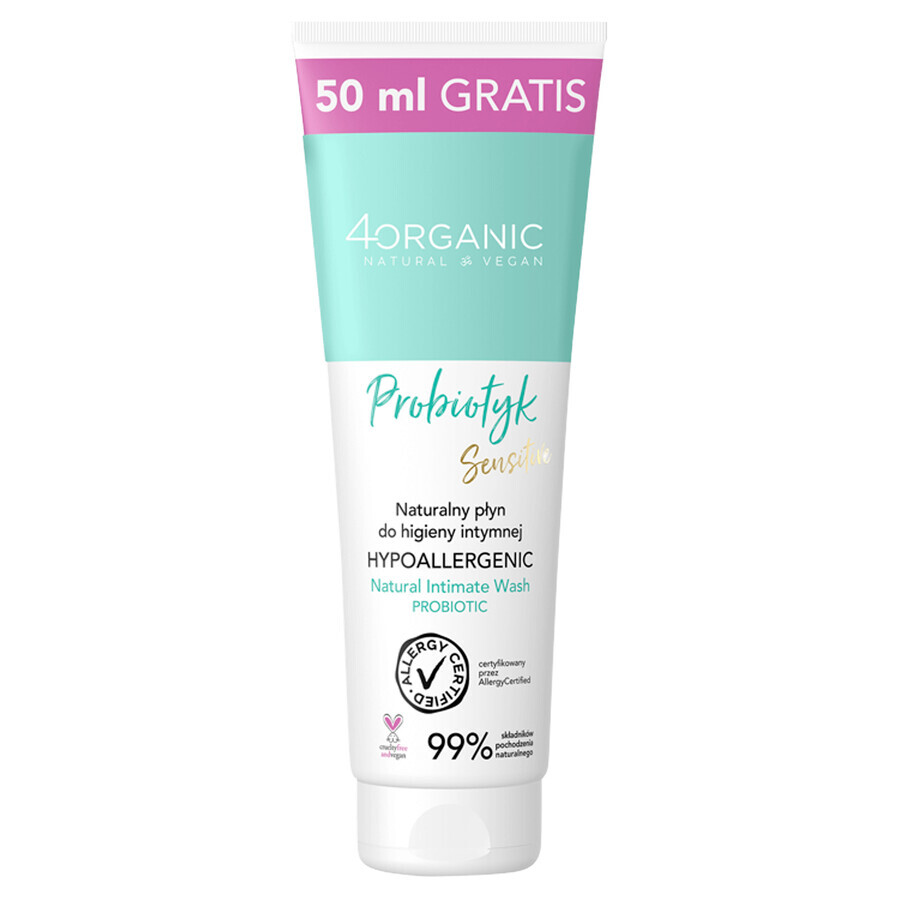 4Organic Probiotic, natuurlijke lotion voor intieme hygiëne, 200 ml + 50 ml gratis