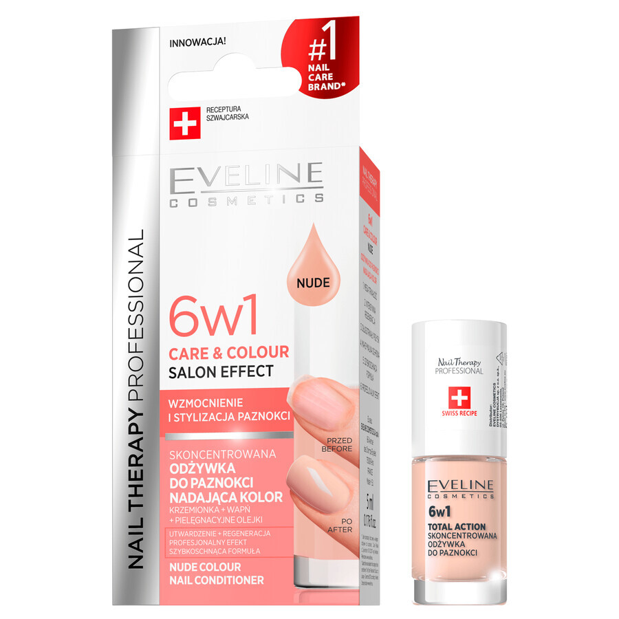 Eveline Cosmetics Nail Therapy, nagelverzorging 6in1, Nude, 5 ml