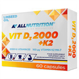 Allnutrition Vit D3 + K2, vitamine D 2000 IE + vitamine K 100 µg, 60 capsules