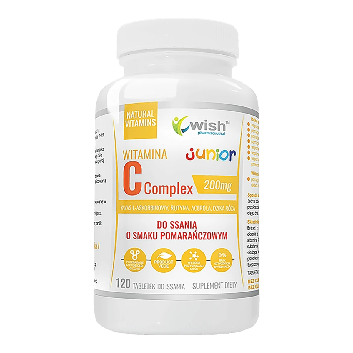 Wish Vitamine C Complex Junior, sinaasappelsmaak, 120 zuigtabletten