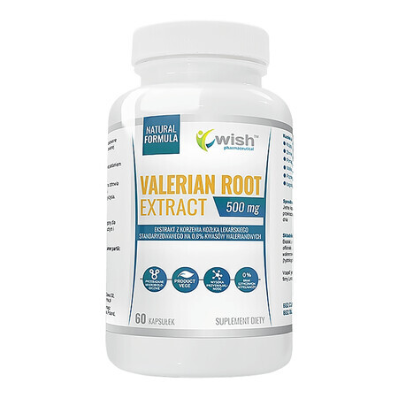 Wish Valerian Root Extract, Valerian, 60 Capsules