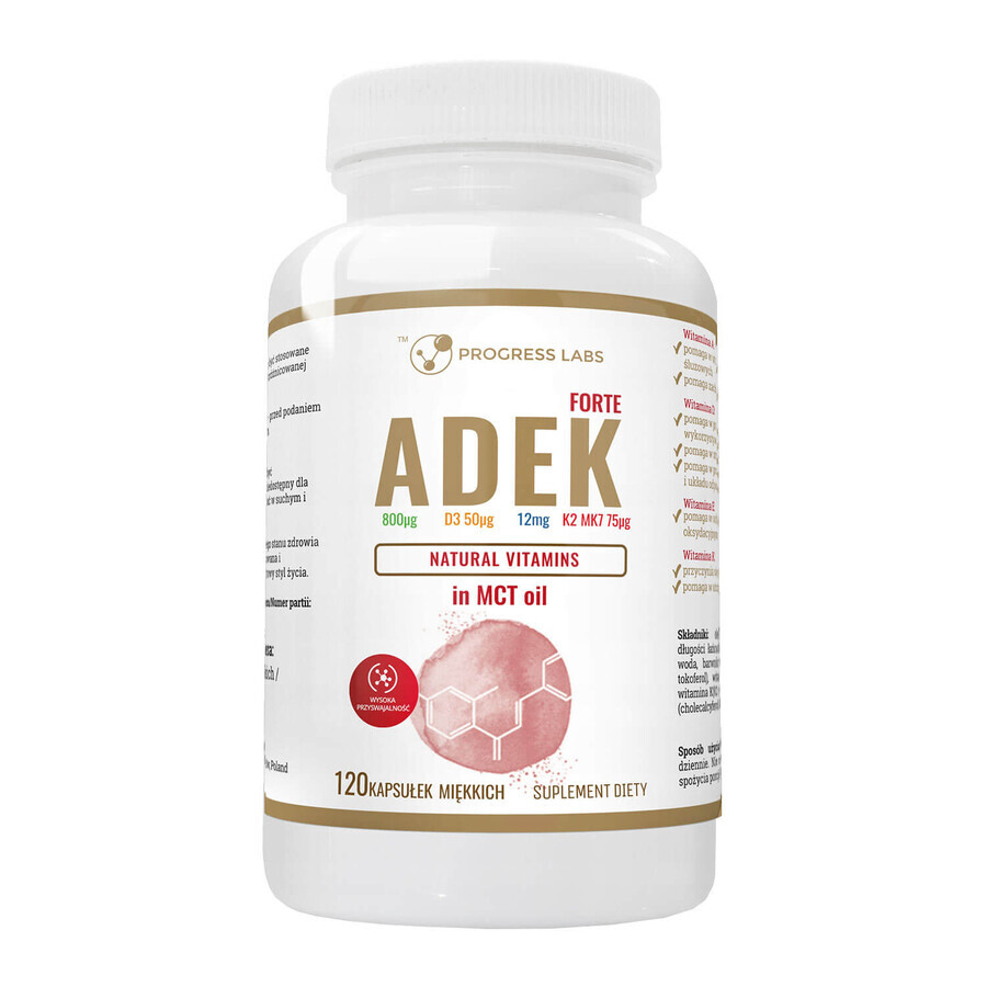 Progress Labs ADEK Forte in MCT-olie, 120 capsules