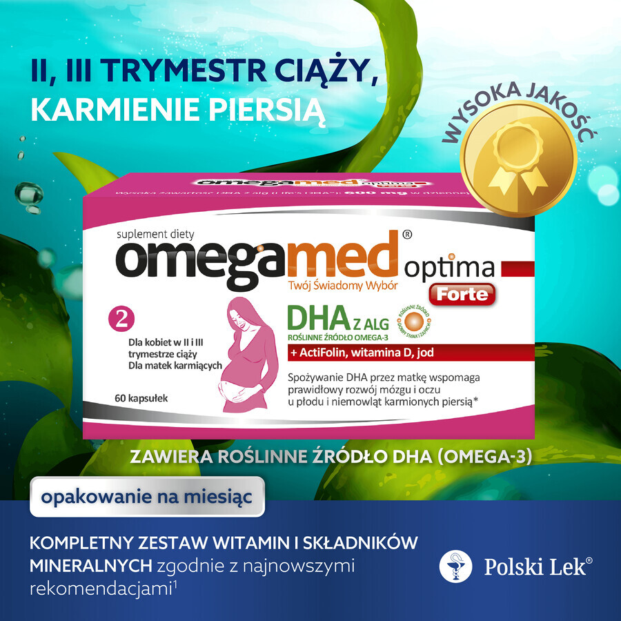 Omegamed Optima Forte DHA from algae for women in the second and third trimester of pregnancy and nursing mothers, 60 capsules