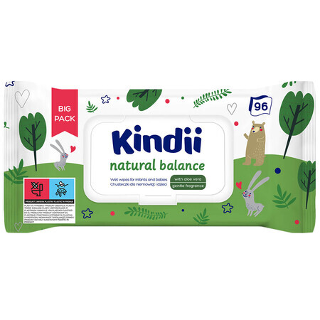 Kindii Natural Balance, vochtige doekjes voor baby's en kinderen, 96 stuks