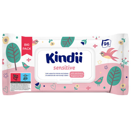 Kindii Sensitive, wet wipes for babies and children, 96 pieces