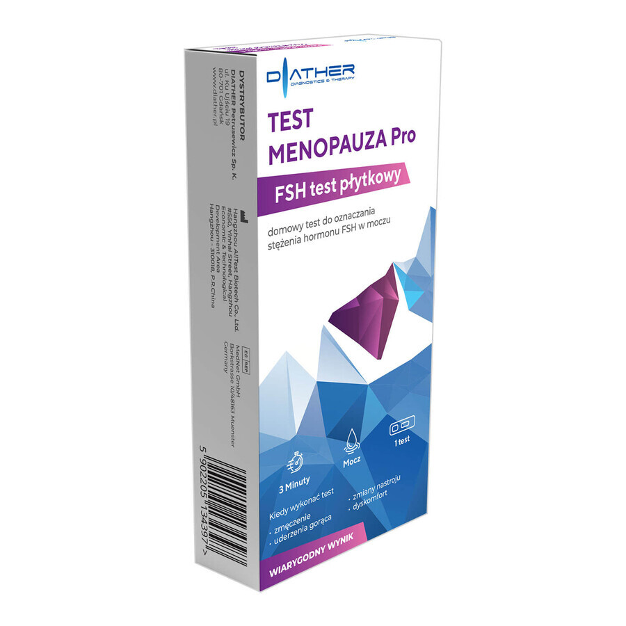 Diather Test Menopause Pro, test la domiciliu pentru determinarea nivelului de FSH în urină, 1 buc