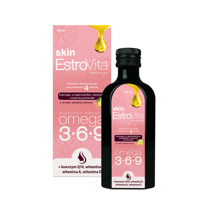 EstroVita Skin, ésteres de ácido Omega 3-6-9, sabor a limón dulce, 150 ml