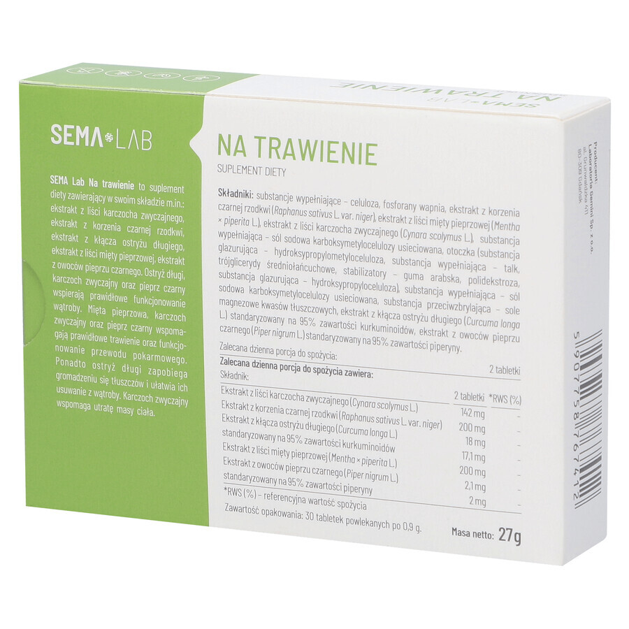 SEMA Lab Na Trawienie, 30 filmomhulde tabletten