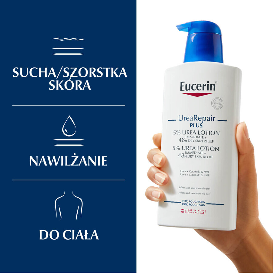 Eucerin UreaRepair Plus, Körperemulsion mit 5% Urea für trockene und raue Haut, 400 ml