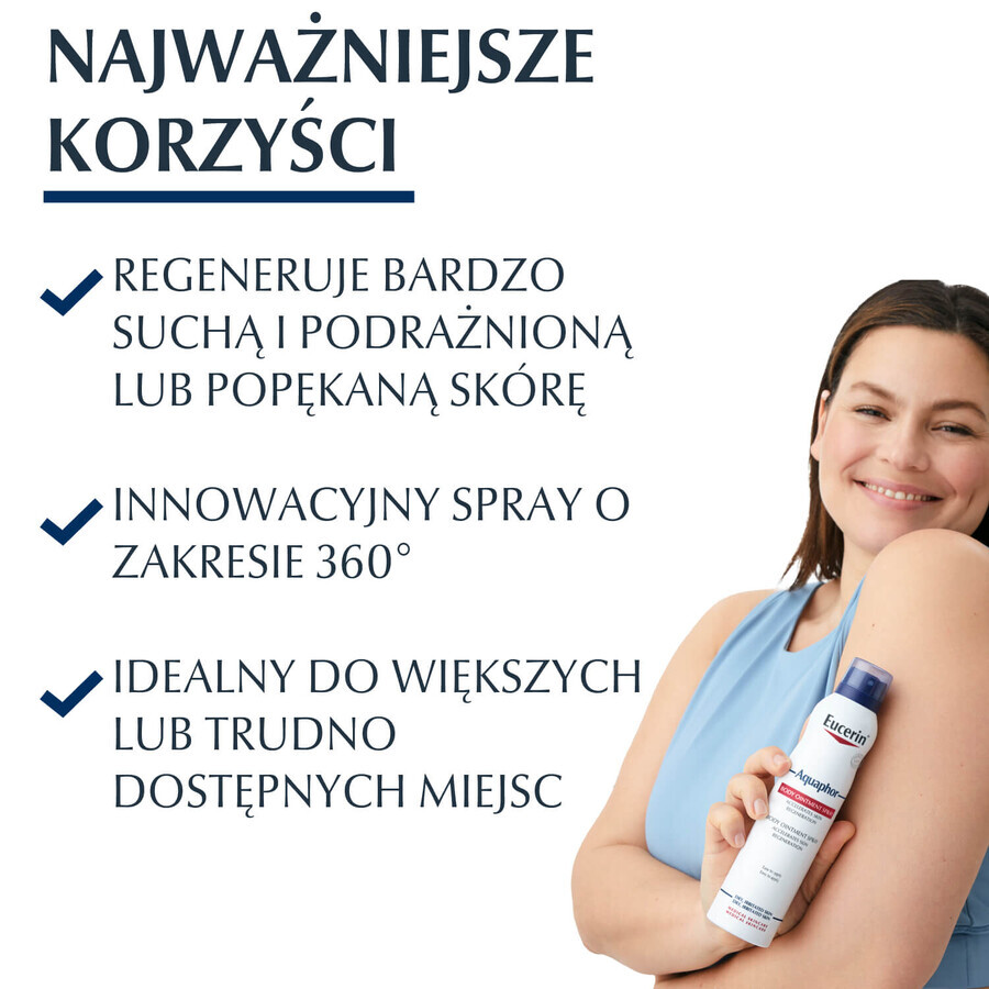 Eucerin Aquaphor, regenerierende Körperspray-Salbe für trockene, rissige und gereizte Haut, 250 ml