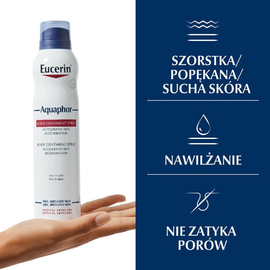 Eucerin Aquaphor, regenerierende Körperspray-Salbe für trockene, rissige und gereizte Haut, 250 ml