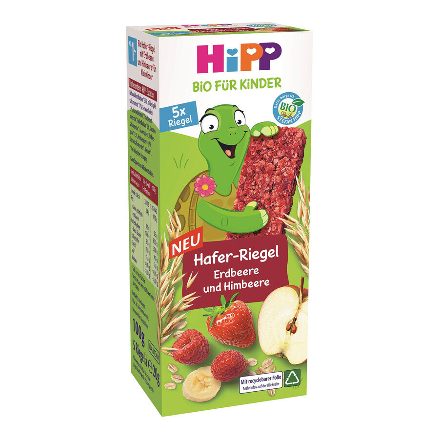 HiPP Havermoutreep Bio, aardbeien en frambozen, na 1 jaar, 5 x 20 g