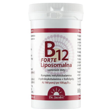 Dr. Jacob's B12 Liposomal Forte, sublingual powder, currant-mango flavor, 80 g