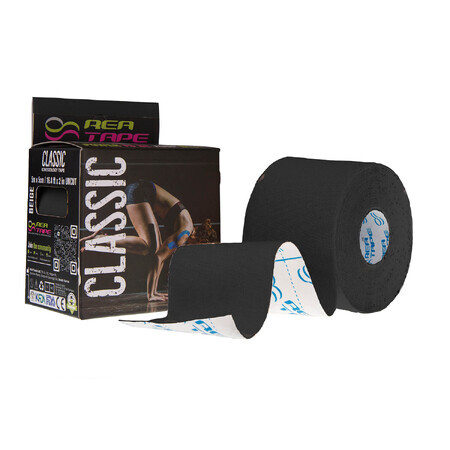 Rea Tape Classic, kinesiologie tape, zwart, 5 cm x 5 m