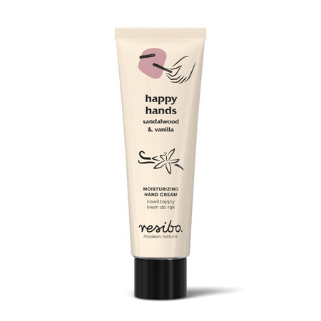 Resibo Happy Hands, hydraterende handcrème, sandelhout, vanille, 50 ml