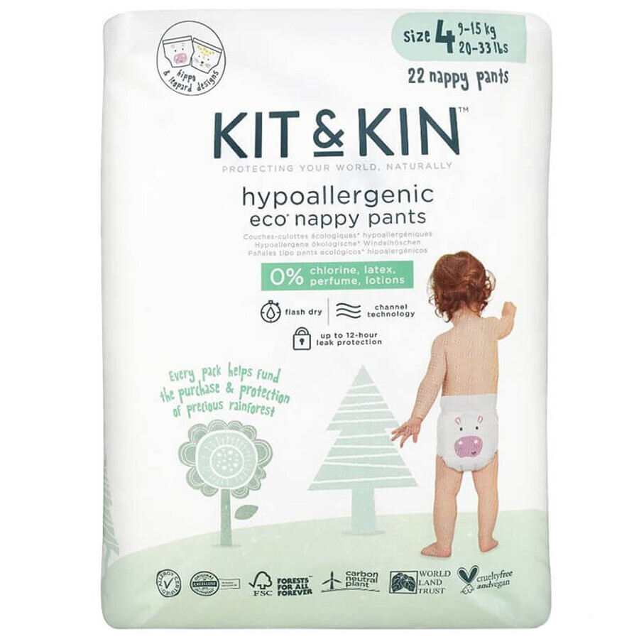 Kit&amp;Kin, biologisch afbreekbare wegwerpluiers, maat 4, 9-15 kg, 22 stuks