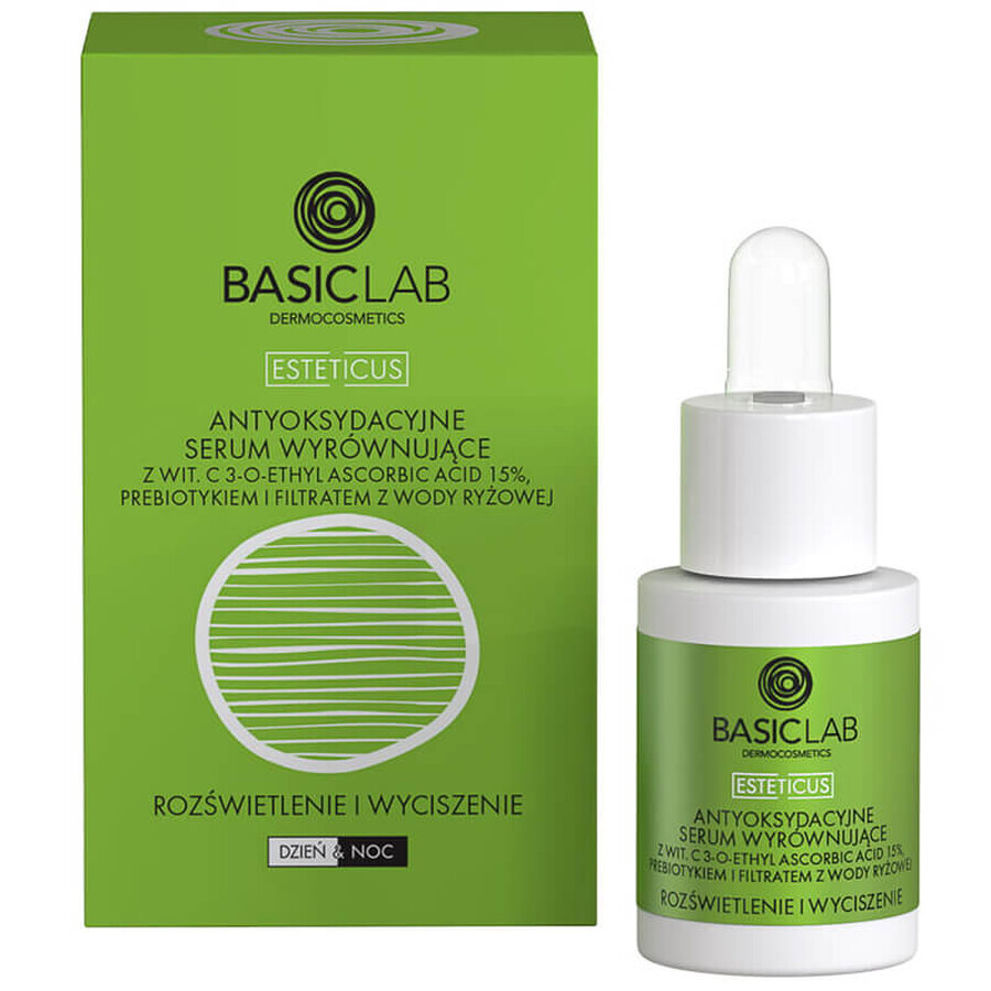 BasicLab Esteticus, sérum antioxydant équilibrant à la vitamine C 15%, éclaircissant et calmant, 15 ml