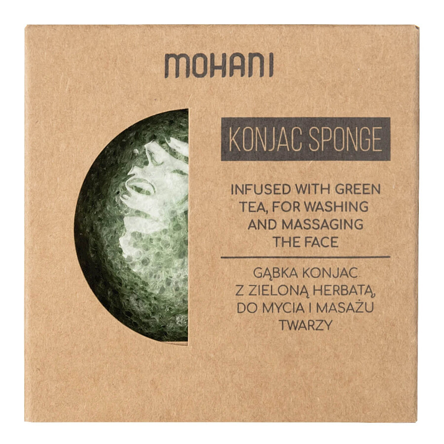 Mohani, esponja Konjac natural para lavarse la cara, té verde, 1 pieza