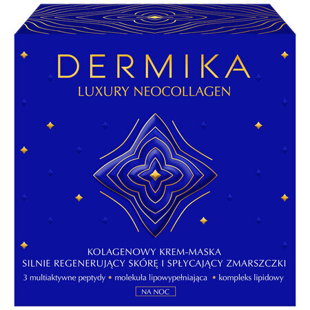 Dermika Luxury Neocollagen, mască-cremă cu colagen pentru regenerarea puternică a pielii și reducerea ridurilor, noapte, 50 ml.