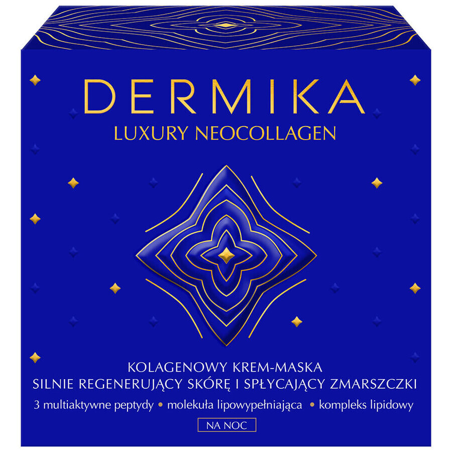 Dermika Luxury Neocollagen, mască-cremă cu colagen pentru regenerarea puternică a pielii și reducerea ridurilor, noapte, 50 ml.