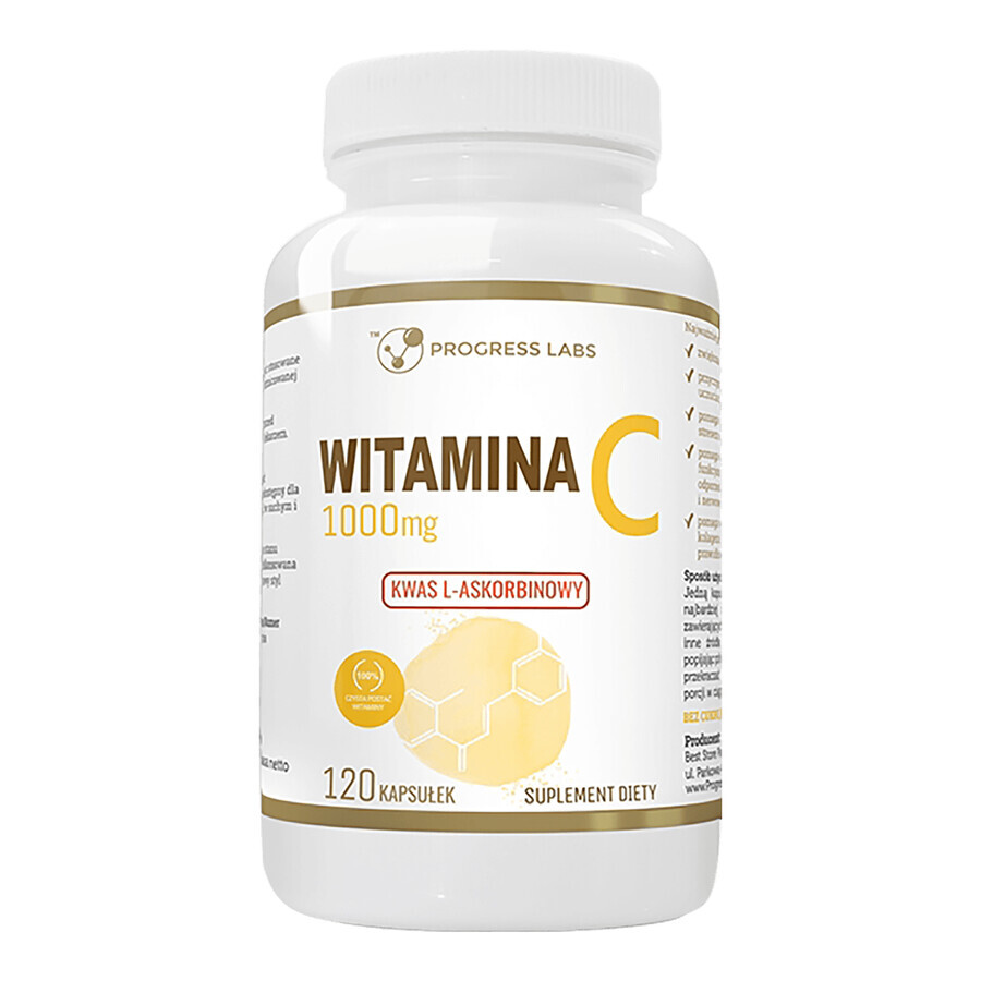 Progress Labs Vitamina C 1000 mg, 120 cápsulas