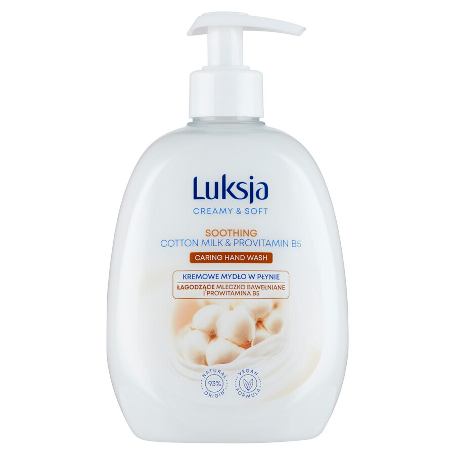 Luxja Crème &amp; Zacht, romige vloeibare zeep, verzachtend, katoenmelk en provitamine B5, 500 ml