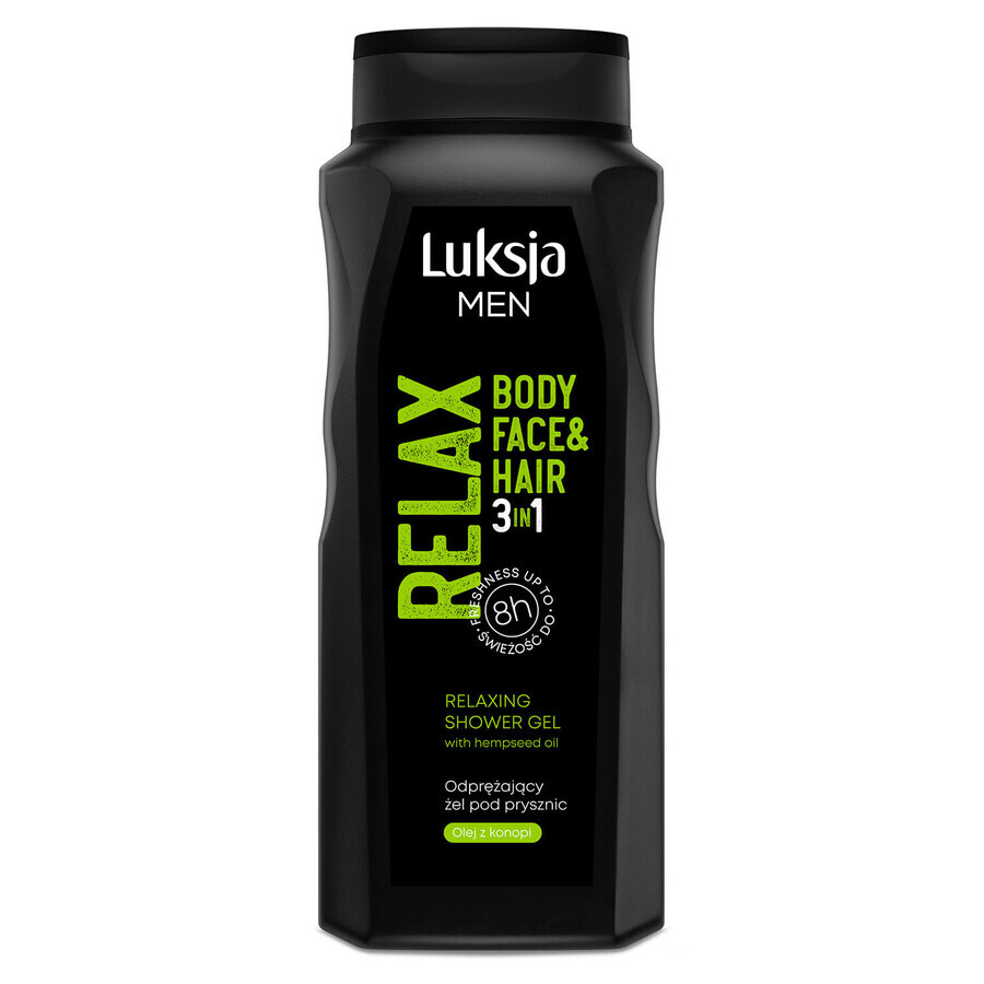 Luxja Men Relax, ontspannende 3-in-1 douchegel, hennepolie, 500 ml