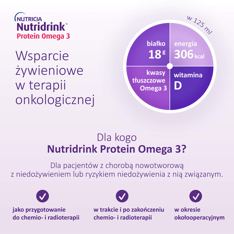 Nutridrink Protein Omega 3, voedingspreparaat, knapperige mango-perzik smaak, 4 x 125 ml