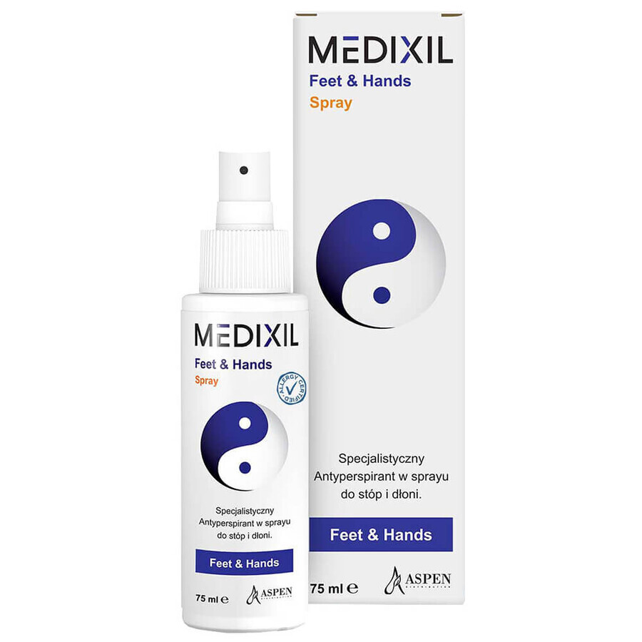 Medixil Feet &amp; Hands, antiperspirant spray for feet and hands, 75 ml