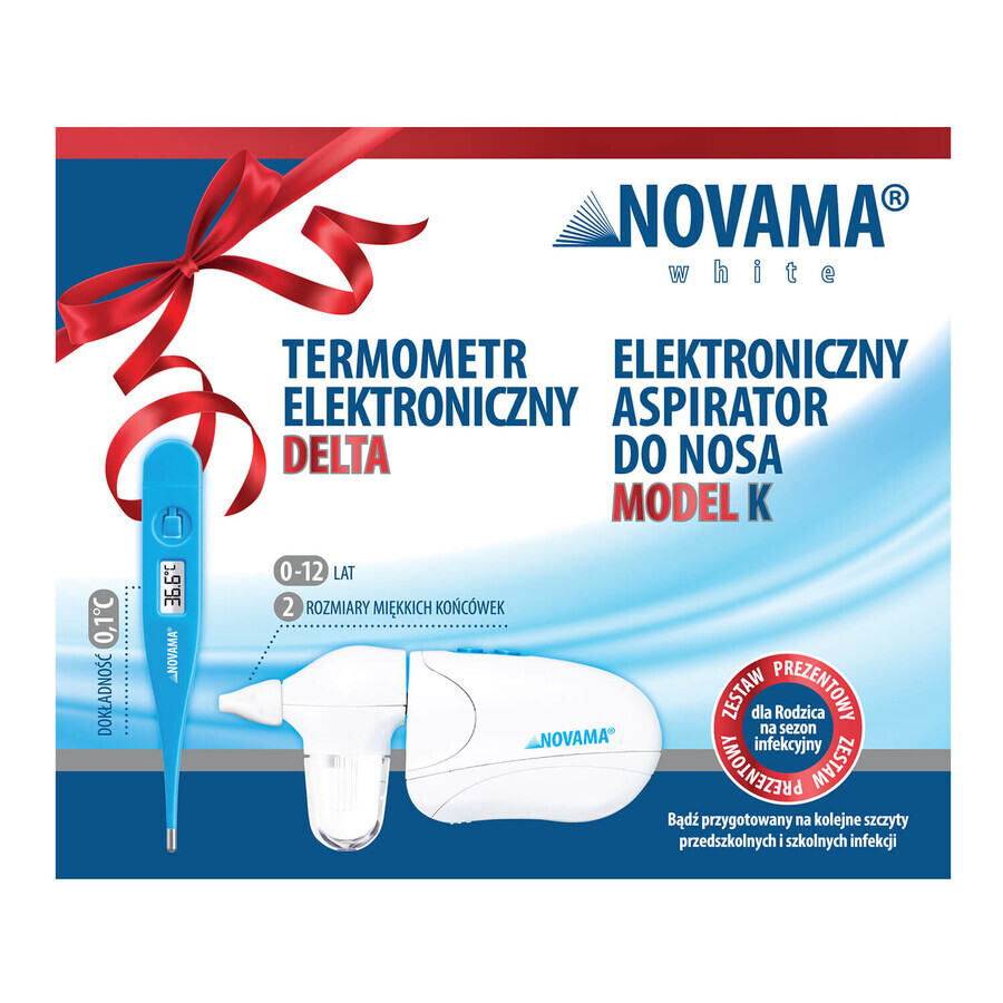 Novama White K set, elektronische neusafzuiger voor kinderen + Delta, elektronische thermometer