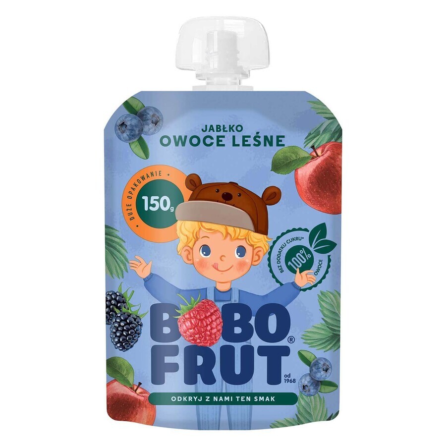 Bobo Frut Mousse de fruits en tube, pomme et fruits des bois, 1-3 ans, 150 g