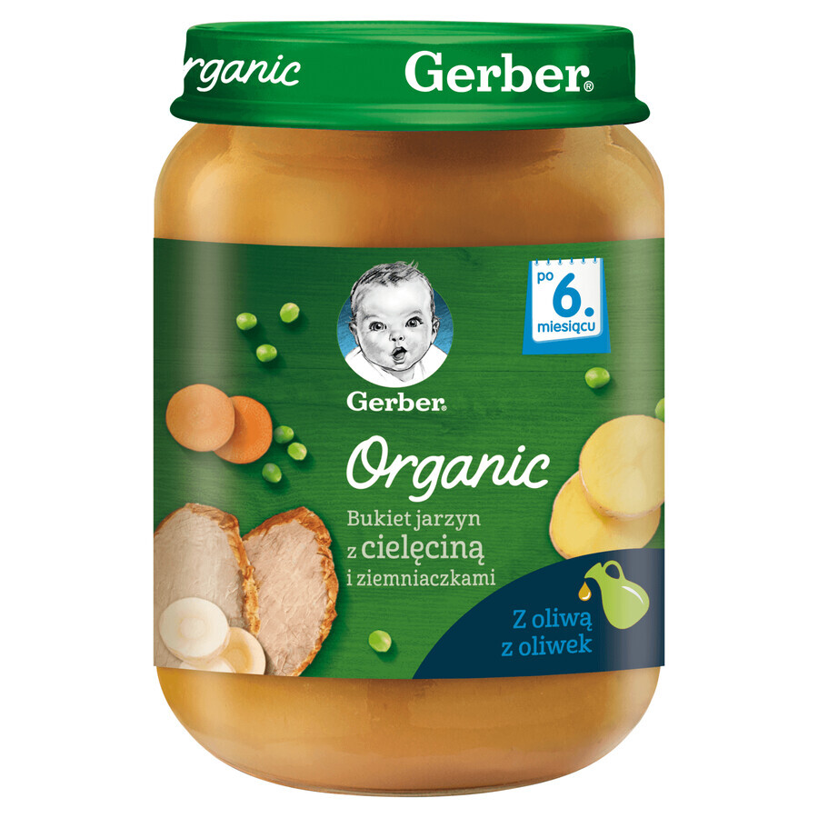 Gerber Organic Dinner, bouquet di verdure con vitello e patate, dopo 6 mesi, 190 g