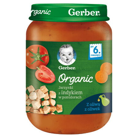 Gerber Organic Dinner, verdure con tacchino al pomodoro, dopo 6 mesi, 190 g