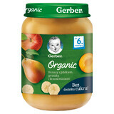 Gerber Organic dessert, banana con mela, pera e pesca, dopo i 6 mesi, 190 g