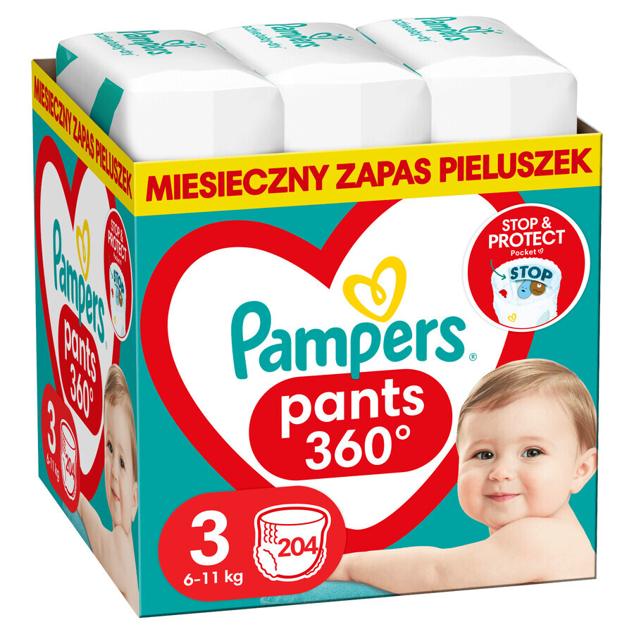 Pampers Pants, pannolini, taglia 3, 6-11 kg, 204 pz.