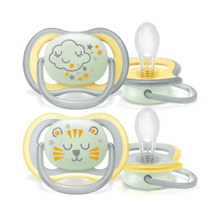 Avent Ultra Air Night, smoczek uspokajający, silikonowy, ortodontyczny, świecący w ciemności, unisex, SCF376/01, po 18 miesiącu, 2 sztuki: ceny i cechy