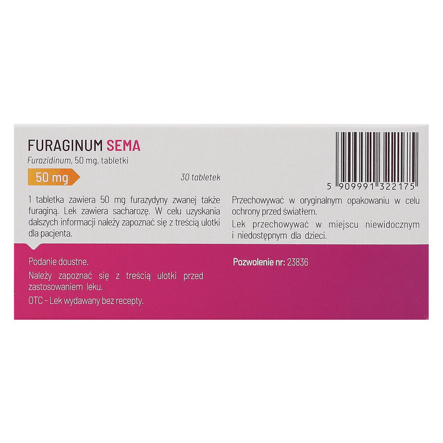 Furaginum SEMA 50 mg, 30 tabletten