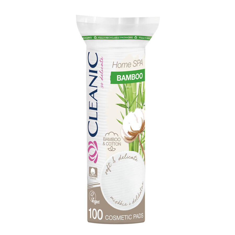 Cleanic Home Spa Bamboe, cosmetische pads, rond, 100 stuks