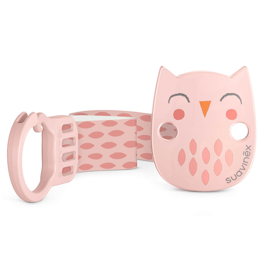 Suavinex Bonhomia Ribbon Pacifier Clip, Owl Pink, From Birth, 1pc