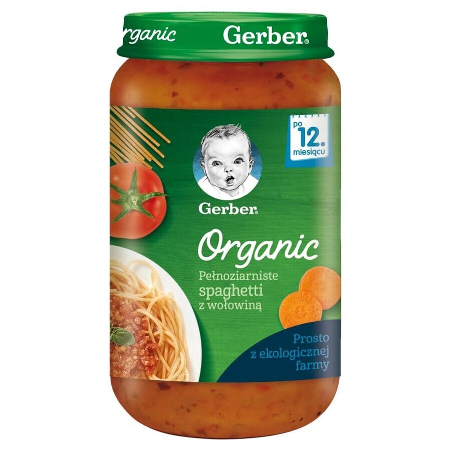 Gerber Organic Lunch, spaghetti integrali con manzo, dopo 12 mesi, 250 g