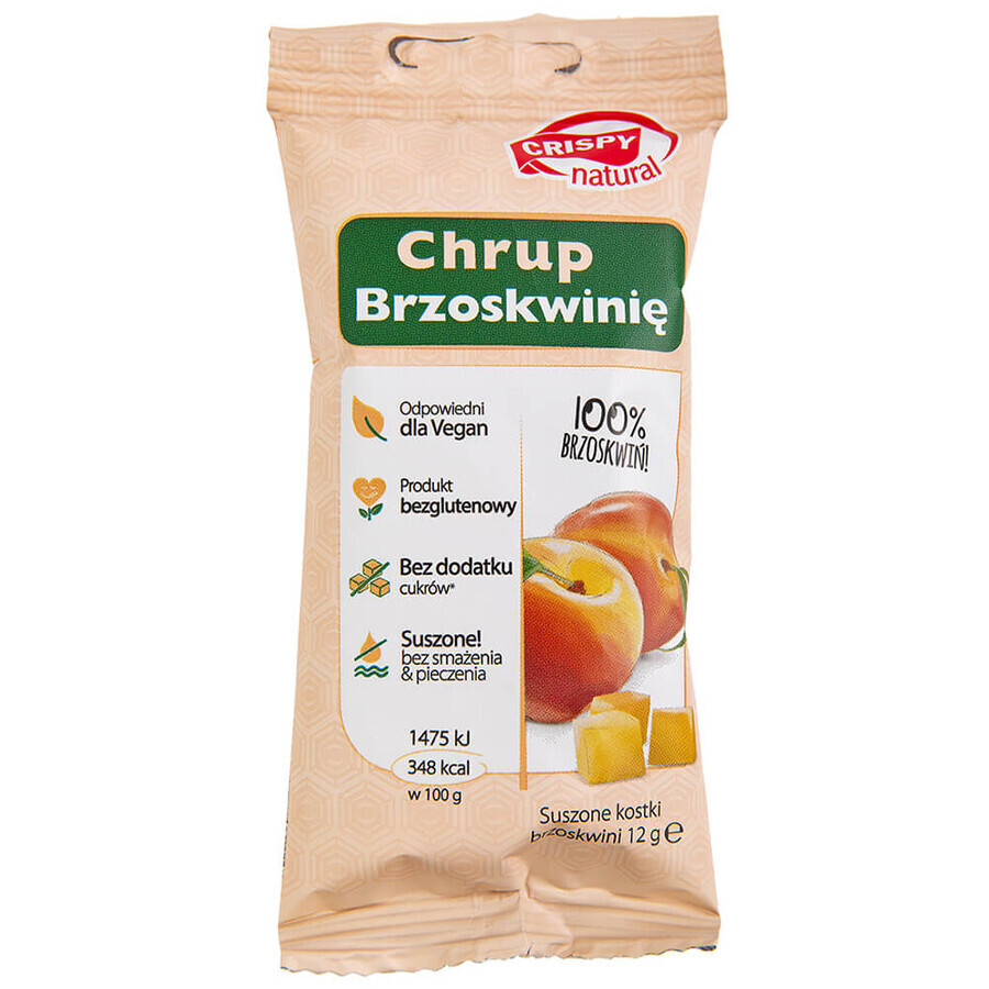 Crispy Natural Crunch Melocotón, melocotón deshidratado en dados, 12 g