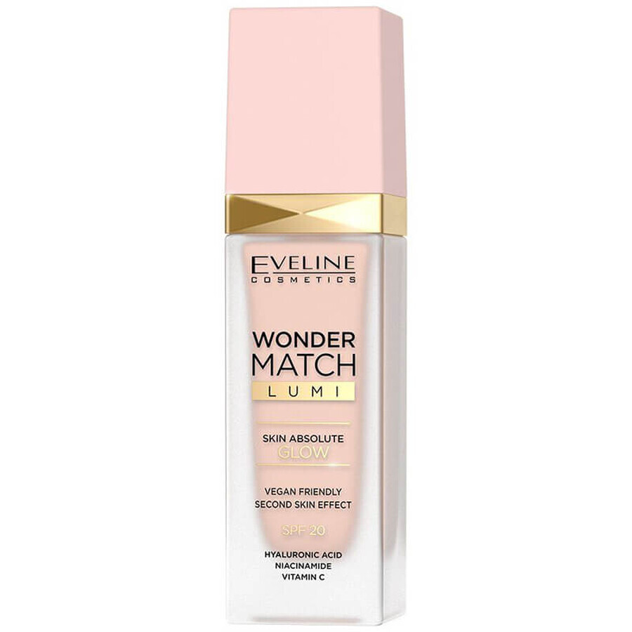 Eveline Cosmetics Wonder Match Lumi, fondotinta illuminante, SPF 20, n. 05, neutro chiaro, 30 ml