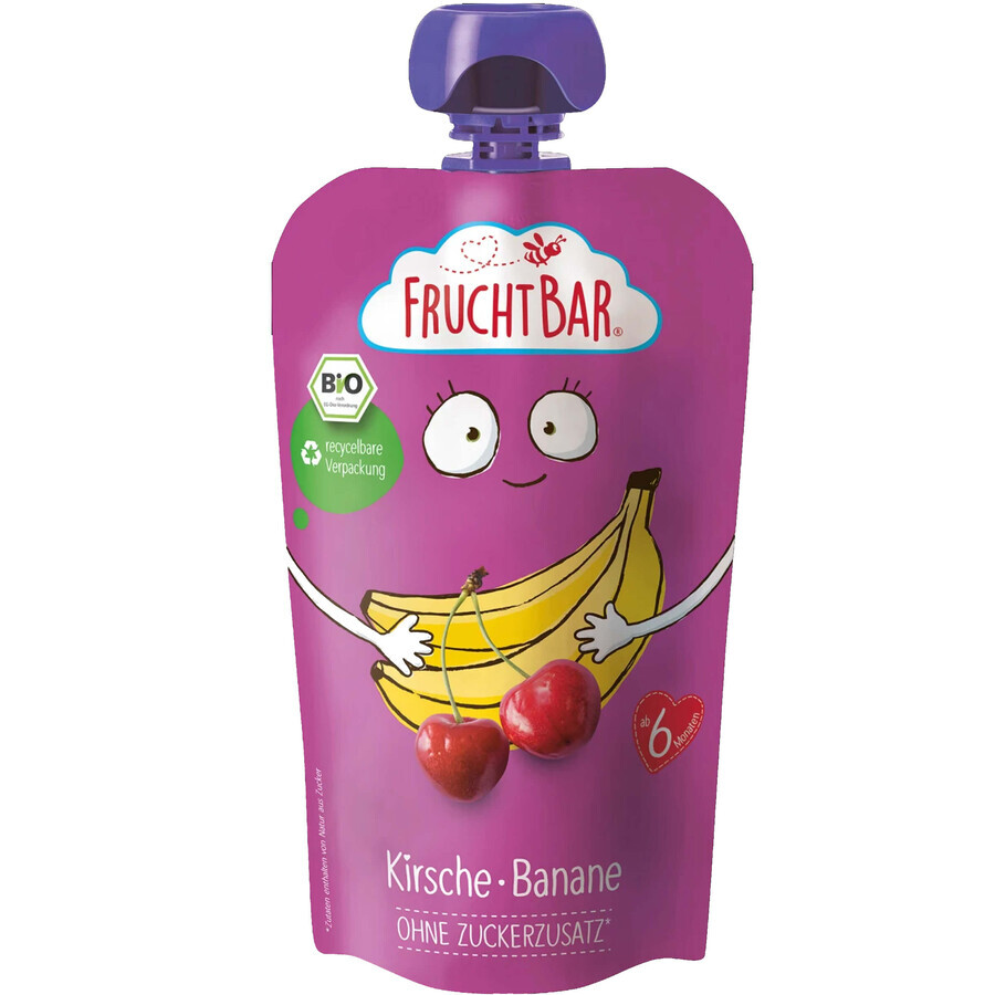 Fruchtbar Bio mousse en tubo, plátano, cereza, después de 6 meses, 120 g