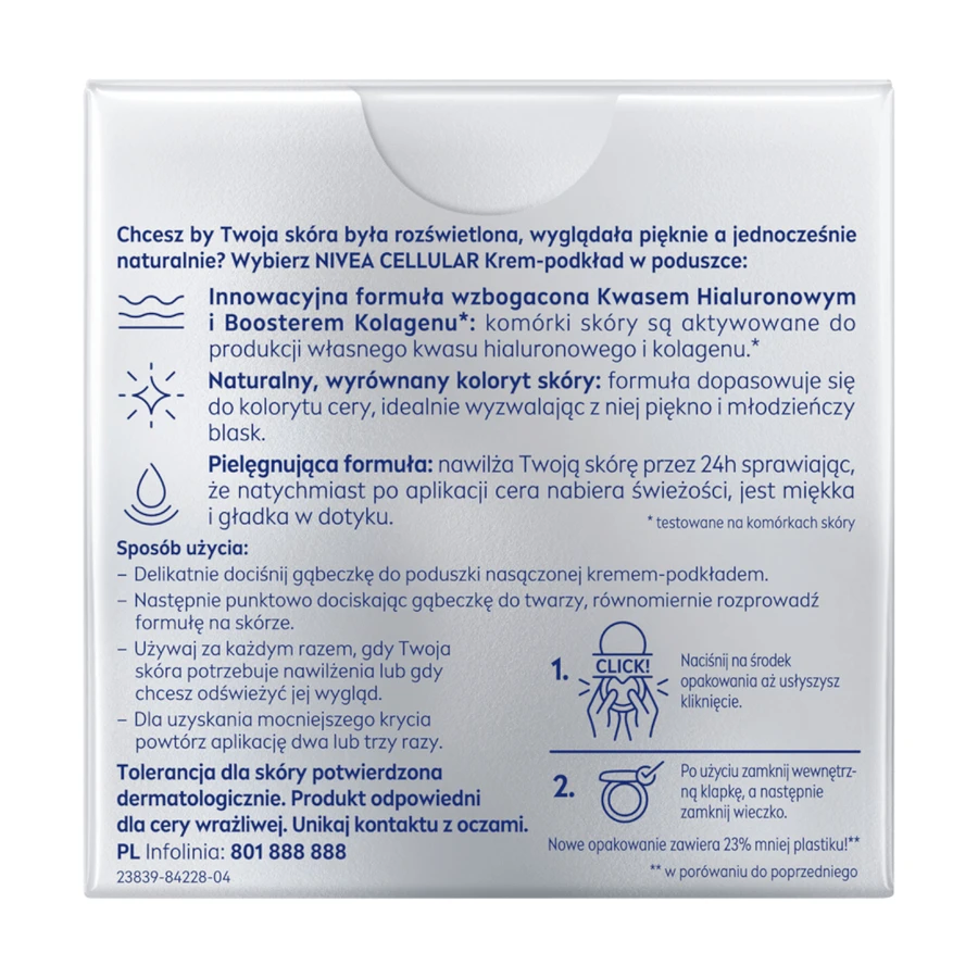 Nivea Cellular Expert Finish 3-in-1 Verzorgingskussen, antirimpelcrème-primer in een kussen, 01 licht, SPF 15, 15 g