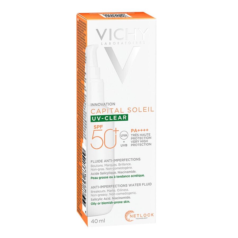 Vichy Capital Soleil UV-Clear, fluid tegen onvolkomenheden, SPF 50+, 40 ml