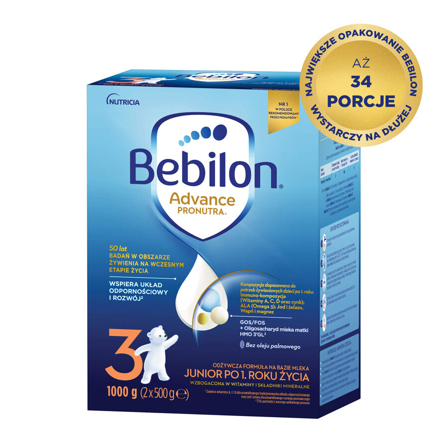 Bebilon Advance Pronutra 3 Junior, voedzame melkvoeding, na 1 jaar, 1000 g